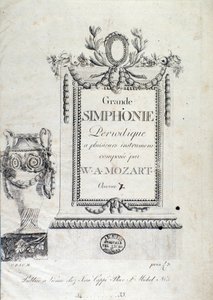 Frontespizio della Sinfonia N. 7 del compositore austriaco Wolfgang Amadeus Mozart (1756-1791)